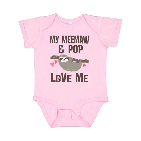 Inktastic Meemaw and Pop Grandchild Sloth Girls Baby Bodysuit