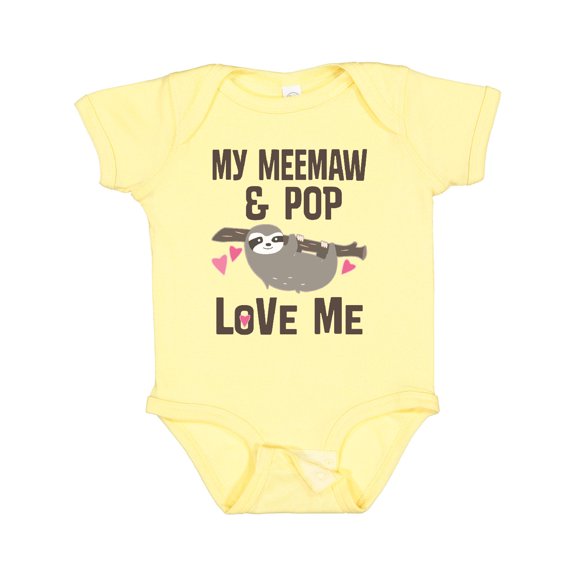 Inktastic Meemaw and Pop Grandchild Sloth Girls Baby Bodysuit