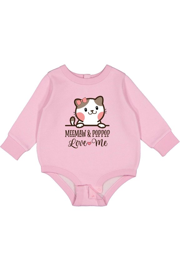 Meemaw and Pop Pop Cat Grandchild Baby Fleece Bodysuit