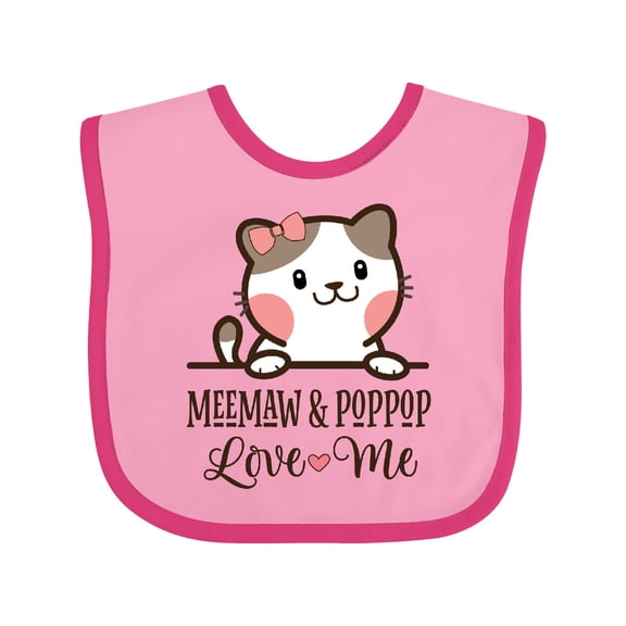 Inktastic Meemaw and Pop Pop Cat Grandchild Girls Baby Bib