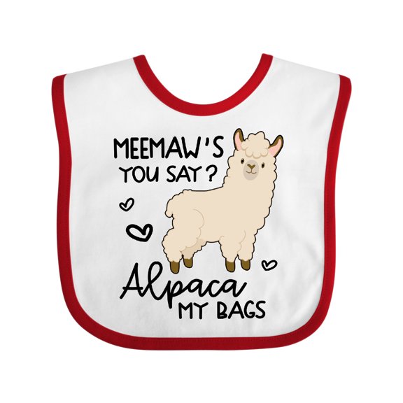 Inktastic Meemaw's You Say Alpaca My Bags Boys or Girls Baby Bib