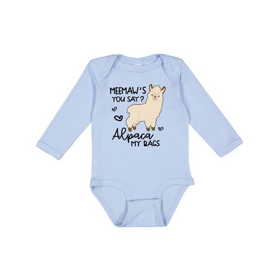 Inktastic Meemaw's You Say Alpaca My Bags Boys or Girls Long Sleeve Baby Bodysuit