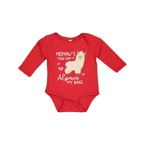 Inktastic Meemaw's You Say Alpaca My Bags Boys or Girls Long Sleeve Baby Bodysuit