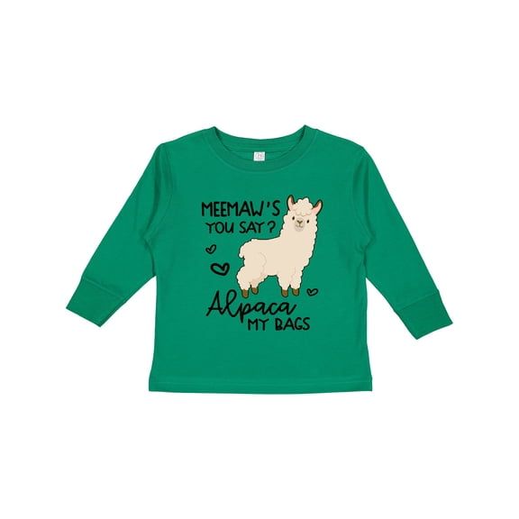 Inktastic Meemaw's You Say Alpaca My Bags Boys or Girls Long Sleeve Toddler T-Shirt