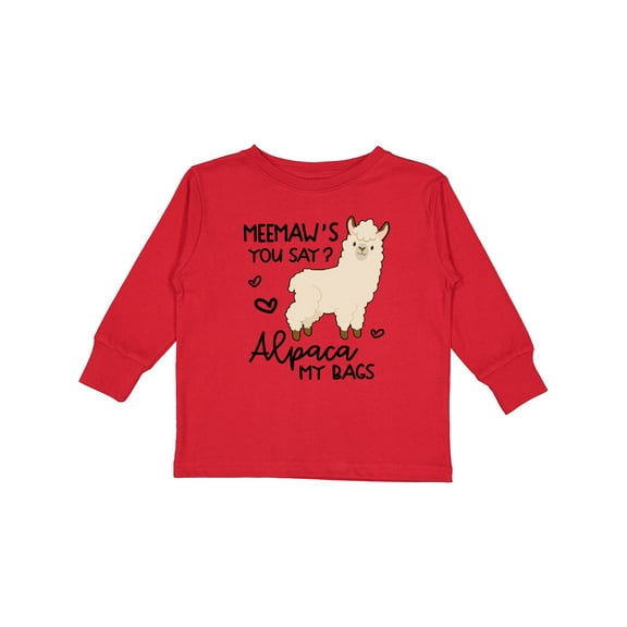 Inktastic Meemaw's You Say Alpaca My Bags Boys or Girls Long Sleeve Toddler T-Shirt