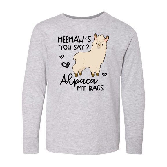 Inktastic Meemaw's You Say Alpaca My Bags Long Sleeve Youth T-Shirt