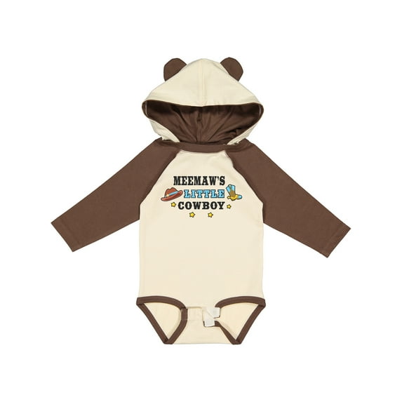 Inktastic Meemaws Little Cowboy with Cowboy Hat and Boots Boys Long Sleeve Baby Bodysuit