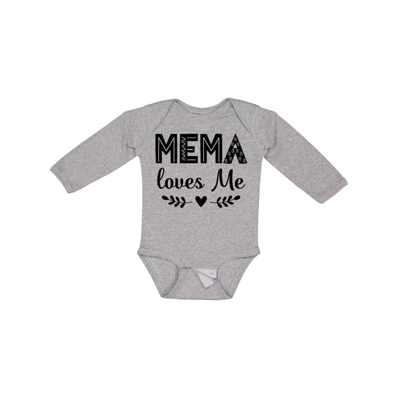 Inktastic Mema Loves Me Baby Clothes Girls Long Sleeve Baby Bodysuit