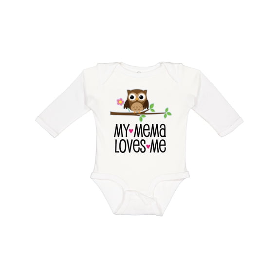 Inktastic Mema Loves Me Girl Owl Girls Long Sleeve Baby Bodysuit