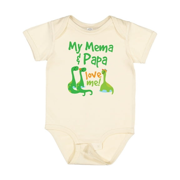 Inktastic Mema and Papa Grandson Dinosaur Boys Baby Bodysuit