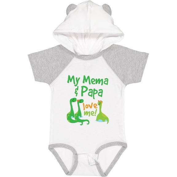 Inktastic Mema and Papa Grandson Dinosaur Boys Baby Bodysuit