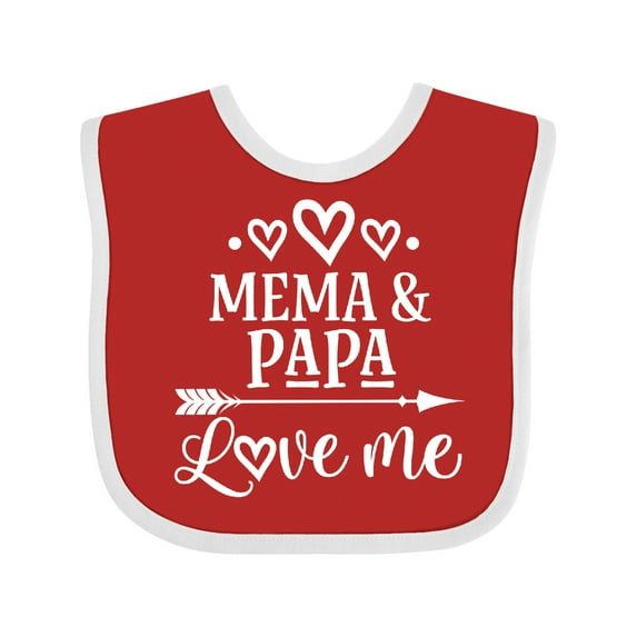 Inktastic Mema and Papa Love Me Boys or Girls Baby Bib
