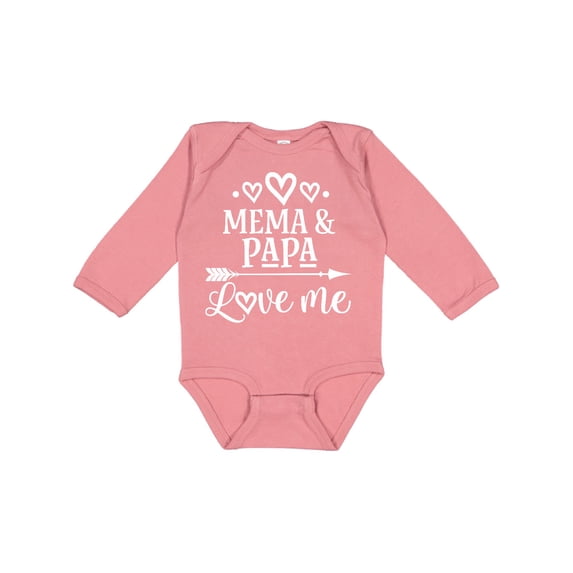 Inktastic Mema and Papa Love Me Boys or Girls Long Sleeve Baby Bodysuit