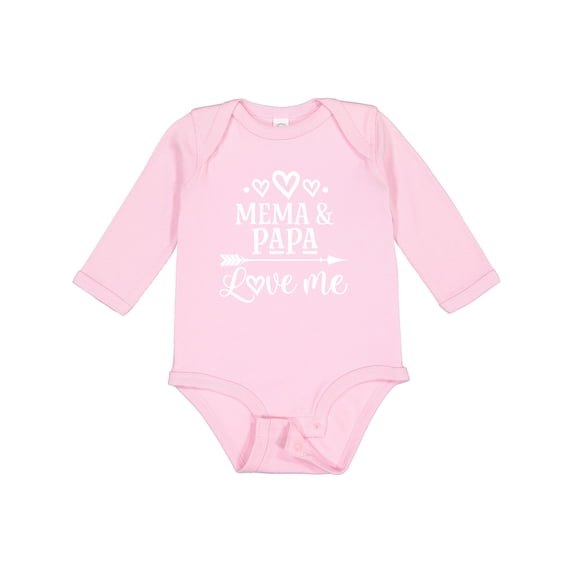 Inktastic Mema and Papa Love Me Boys or Girls Long Sleeve Baby Bodysuit