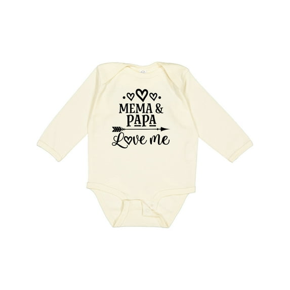 Inktastic Mema and Papa Love Me Girls Long Sleeve Baby Bodysuit