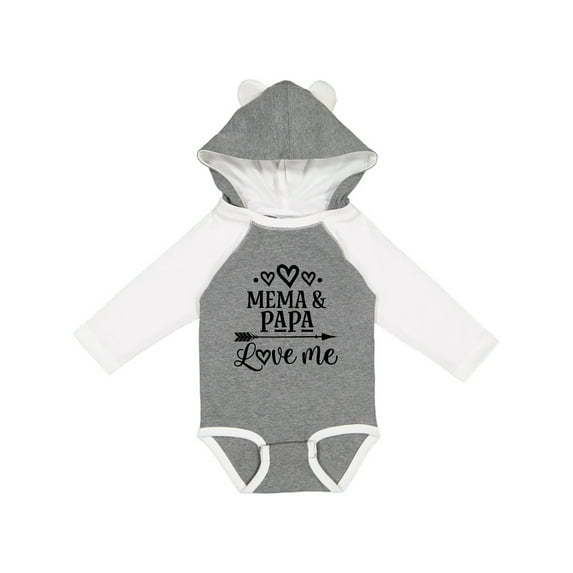 Inktastic Mema and Papa Love Me Girls Long Sleeve Baby Bodysuit