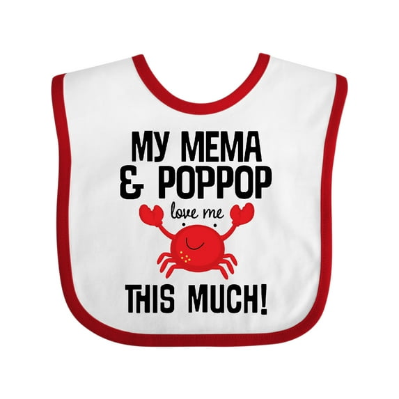 Inktastic Mema and Pop Pop Love Me Grandson Boys or Girls Baby Bib