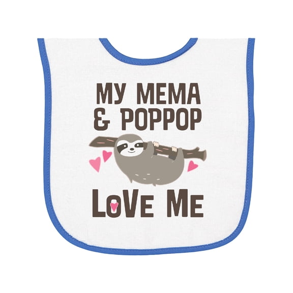 Inktastic Mema and Poppop Love Me Girls Sloth Baby Terry Cloth Bib
