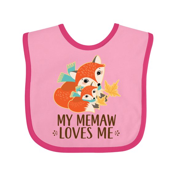 Inktastic Memaw Loves Me Fox Grandchild Boys or Girls Baby Bib