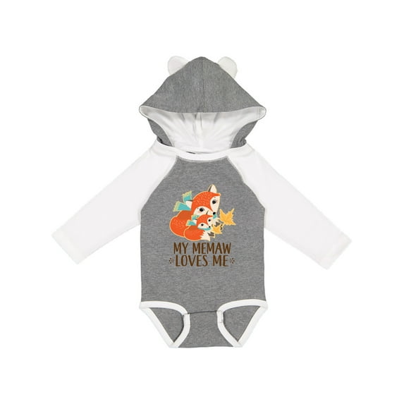 Inktastic Memaw Loves Me Fox Grandchild Boys or Girls Long Sleeve Baby Bodysuit