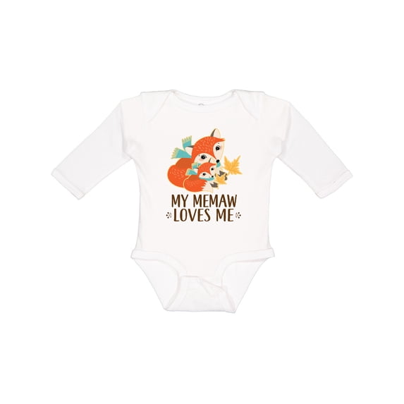 Inktastic Memaw Loves Me Fox Grandchild Boys or Girls Long Sleeve Baby Bodysuit