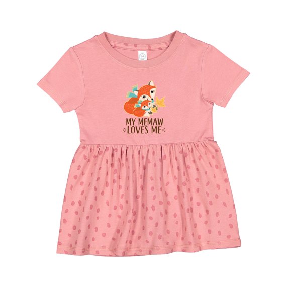 Inktastic Memaw Loves Me Fox Grandchild Girls Baby Dress