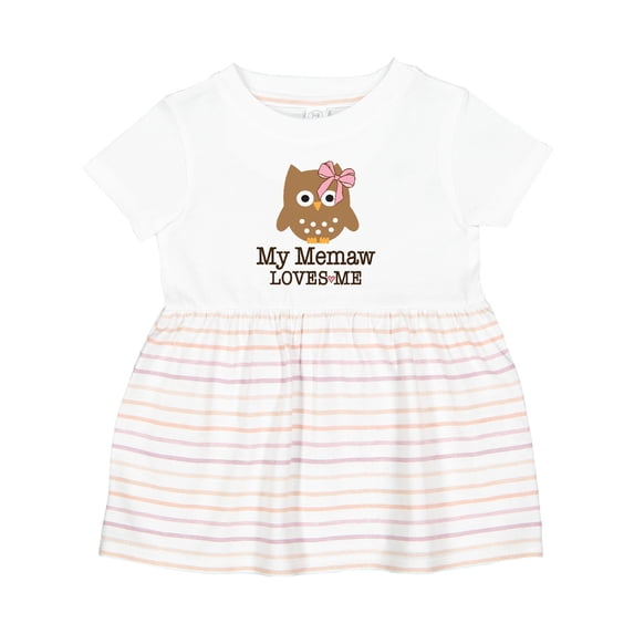 Inktastic Memaw Loves Me Grandchild Girl Owl Girls Baby Dress