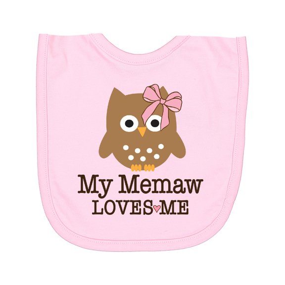 Inktastic Memaw Loves Me Grandchild Girl Owl Newborn Bib