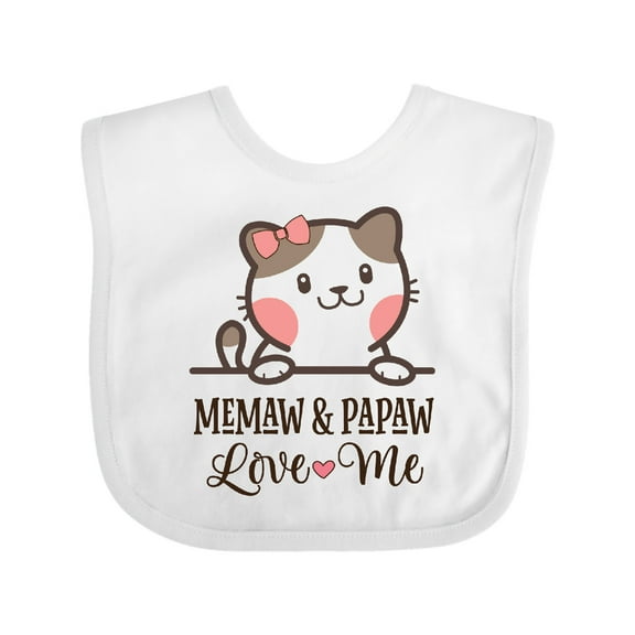 Inktastic Memaw and Papaw Grandkids Kitty Girls Baby Bib