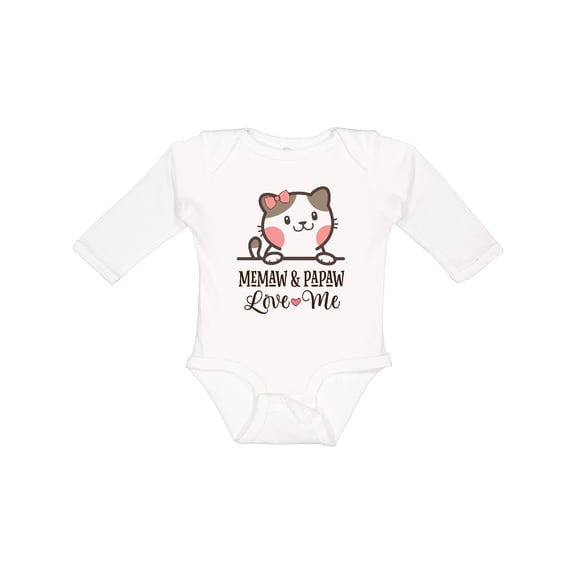 Inktastic Memaw and Papaw Grandkids Kitty Girls Long Sleeve Baby Bodysuit