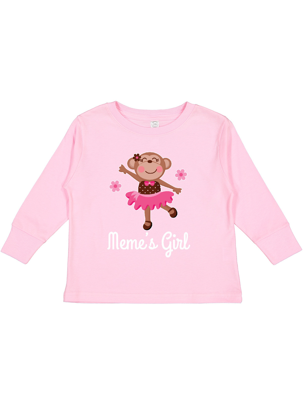 Inktastic Meme Girl Ballerina Monkey Girls Long Sleeve Toddler T-Shirt - image 1 of 4