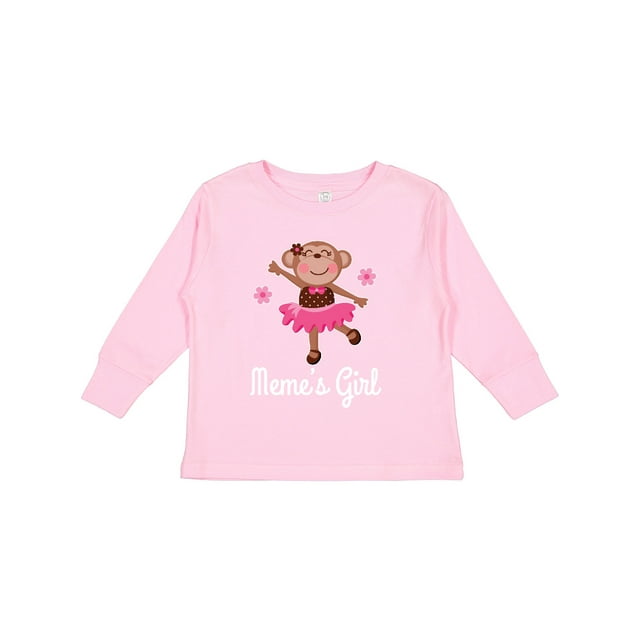 Inktastic Meme Girl Ballerina Monkey Girls Long Sleeve Toddler T-Shirt