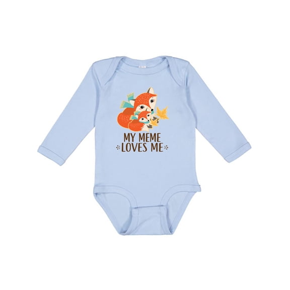 Inktastic Meme Loves Me Grandchild Fox Boys or Girls Long Sleeve Baby Bodysuit