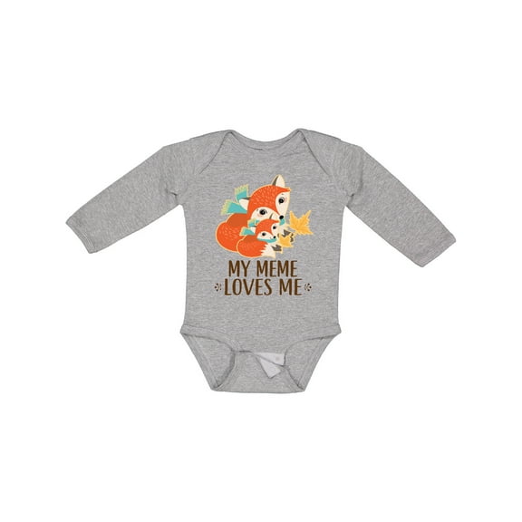 Inktastic Meme Loves Me Grandchild Fox Boys or Girls Long Sleeve Baby Bodysuit