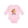 thumbnail image 1 of Inktastic Meme Loves Me Grandchild Fox Boys or Girls Long Sleeve Baby Bodysuit, 1 of 5