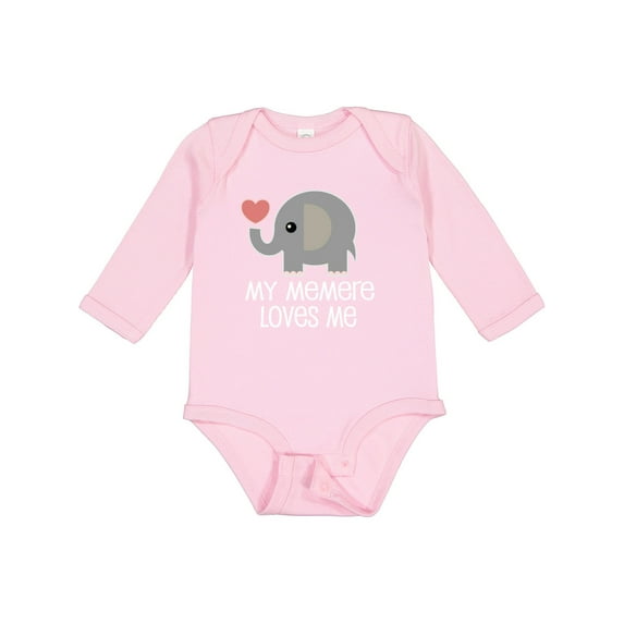 Inktastic Memere Grandma Loves Me Boys or Girls Long Sleeve Baby Bodysuit