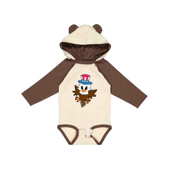 Inktastic Memorial Day Baby Eagle with Patriotic Hat Boys or Girls Long Sleeve Baby Bodysuit