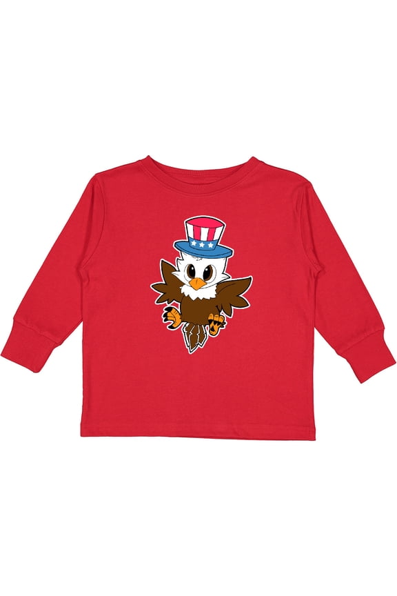 Memorial Day Baby Eagle with Patriotic Hat Boys or Girls Long Sleeve Toddler T-Shirt