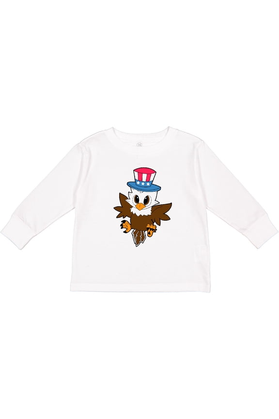 Memorial Day Baby Eagle with Patriotic Hat Boys or Girls Long Sleeve Toddler T-Shirt