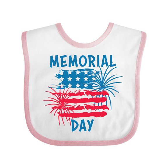 Inktastic Memorial Day Distressed American Flag with Fireworks Boys or Girls Baby Bib