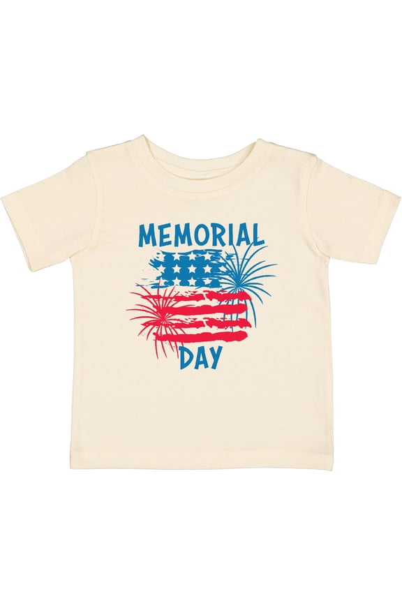 Memorial Day Distressed American Flag with Fireworks Boys or Girls Baby T-Shirt