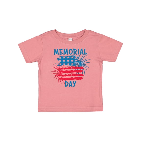 Inktastic Memorial Day Distressed American Flag with Fireworks Boys or Girls Baby T-Shirt