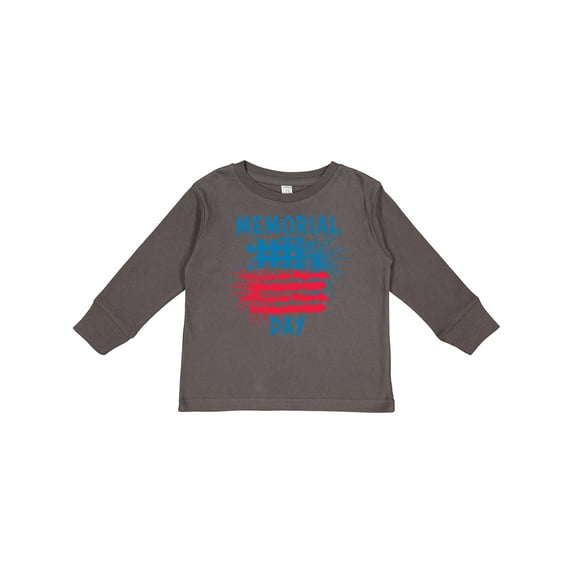 Inktastic Memorial Day Distressed American Flag with Fireworks Boys or Girls Long Sleeve Toddler T-Shirt