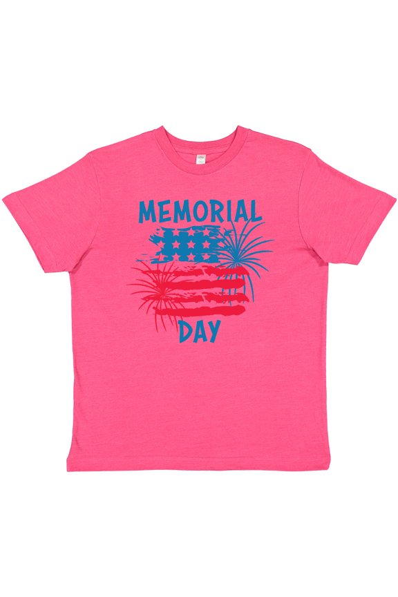 Memorial Day Distressed American Flag with Fireworks Youth T-Shirt