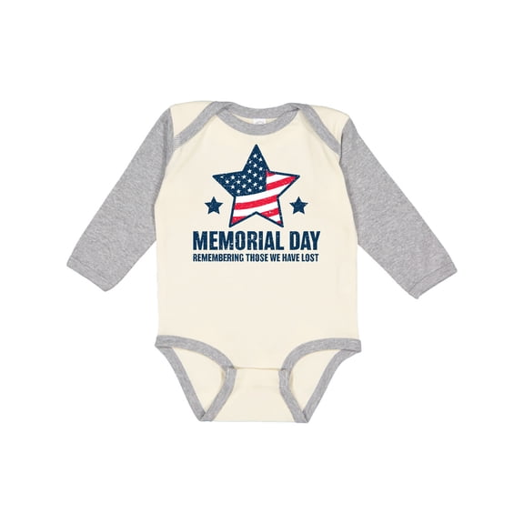 Inktastic Memorial Day Grunge Remembering Those We Have Lost Boys or Girls Long Sleeve Baby Bodysuit