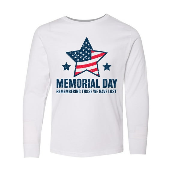 Inktastic Memorial Day Grunge Remembering Those We Have Lost Long Sleeve Youth T-Shirt