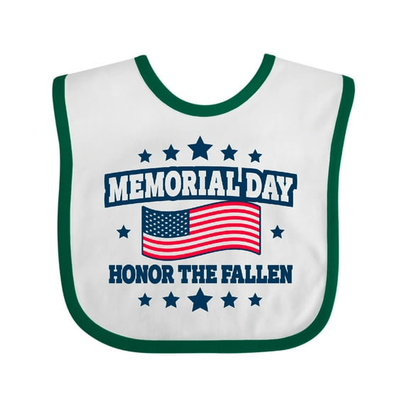 Inktastic Memorial Day Honor The Fallen with American Flag Boys or Girls Baby Bib