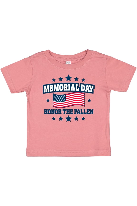 Memorial Day Honor The Fallen with American Flag Boys or Girls Baby T-Shirt