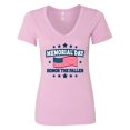 thumbnail image 1 of Inktastic Memorial Day Honor the Fallen with American Flag Women's V-Neck T-Shirt, 1 of 5