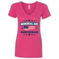 thumbnail image 1 of Inktastic Memorial Day Honor the Fallen with American Flag Women's V-Neck T-Shirt, 1 of 5